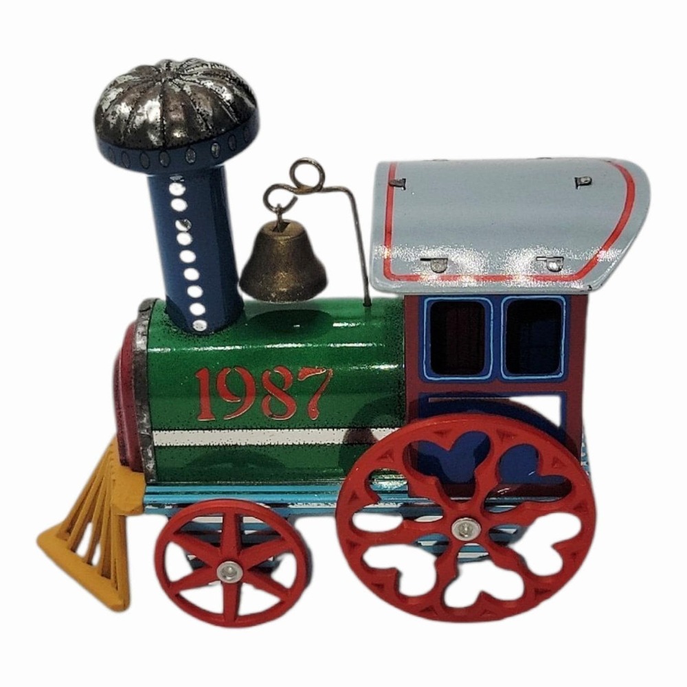 Hallmark 1987 Tin Locomotive‎ Ornament 6th Series Metal Train Keepsake w/ Box